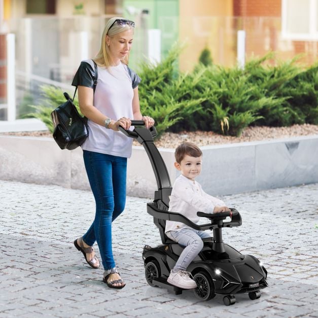 coast Lamborghini voiture de marche - fonction 3-en-1 et barre de poussée incluse - max 25 kg - 95 x 44 x 85 cm - rose
