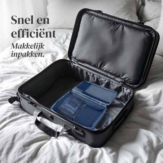Skycases Travel Essentials Packing Cubes - Lot de 6 pièces - Organisateurs de compression de luxe en nylon de haute qualité - Peu encombrant et durable - Idéal pour le voyage - Bleu foncé