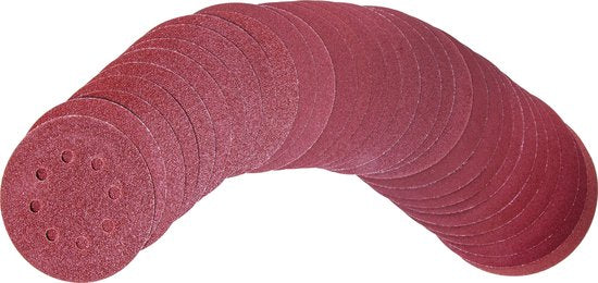 VONROC Jeu de papier de verre 125mm - 50 pièces - Pour ponceuses orbitales aléatoires - Fixation Velcro