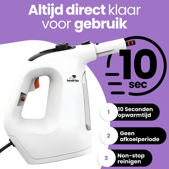 Nettoyeur vapeur 2-en-1 Hendriqs® 1500 W, 105 °C, pour sols et vitres - Serpillière électrique - Serpillière à vapeur - Nettoyeur vapeur à main - Steam Cleaner - Pour la cuisine, la salle de bains et le barbecue