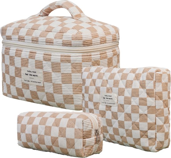 Skycases Travel Essentials - Trousse de maquillage 3 pièces - Coton écologique - Organisateurs floraux matelassés - Spacieuse, durable et idéale pour les voyages