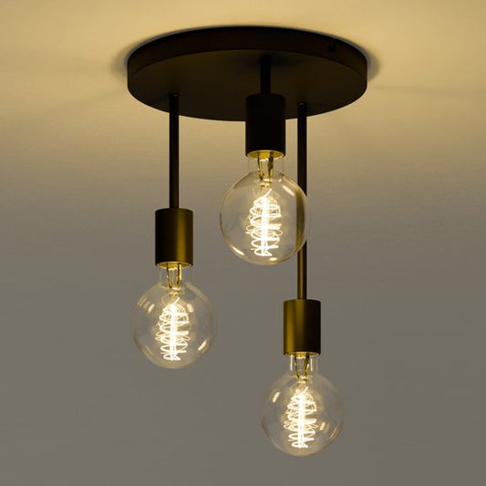 Nolt Ceiling Lamp - Plafonnier - 3x E27 Lampes - Industriel - ⌀ 28cm - Noir