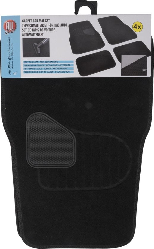 All Ride Set Automatten - 4 Stuks - Universeel - Makkelijk te Reinigen - Anti-Slip - Chauffeur en Bijrijder 58 x 38 CM - Achterbank 25 x 38 CM - Zwart
