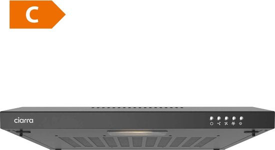 CIARRA CBCB6903 - Hotte encastrable de 60 cm, noire – filtre à charbon inclus - 220 m³