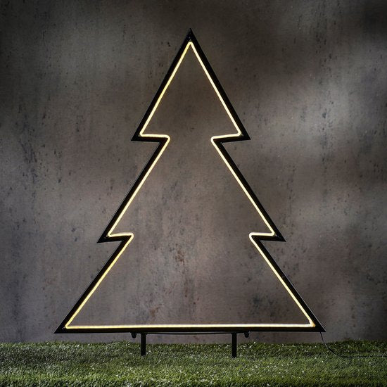 Luca Lighting Garden d'Light Piquet de jardin pour arbre de Noël avec lumières LED blanc chaud - L90 x H100 cm - Métal - Noir