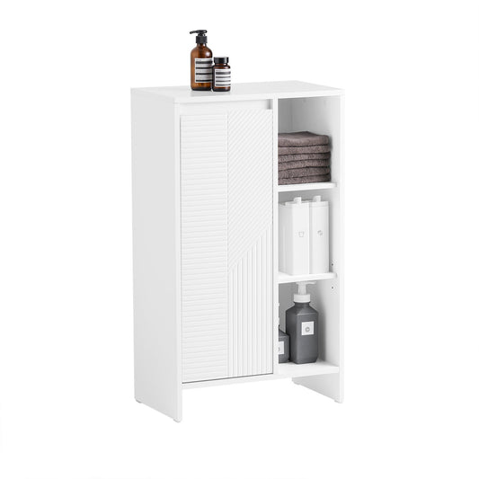 Meuble de salle de bain multifonctionnel - Meuble de salle de bain autoportant blanc avec portes et étagères - 50 x 86 x 30 cm