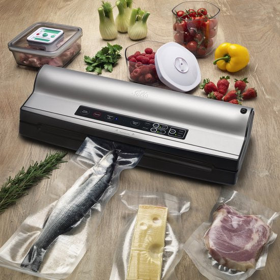 Solis Vac Prestige Maxi 5706 - Machine à emballer sous vide avec sacs sous vide et papier d'aluminium - Machine à emballer sous vide avec fonction Marinator et tuyau d'arrosage - Extra Large