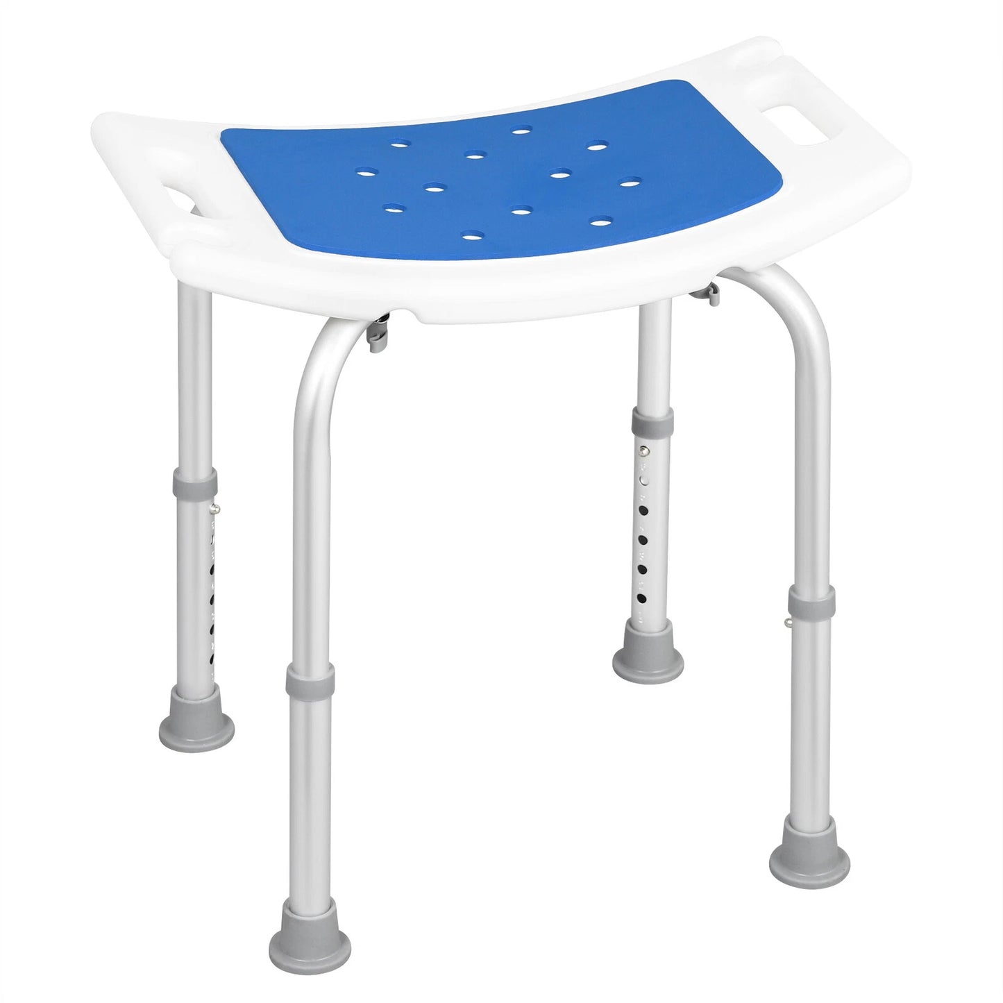 Tabouret de douche Eugad - Acier inoxydable - Poids max. 130 kg - 31 x 51 x 41 cm - Bleu/Blanc