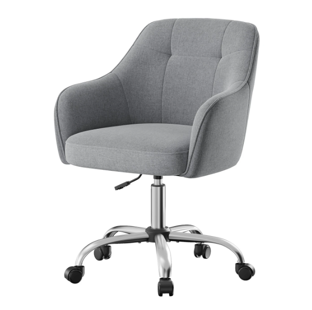 JOYFURNOS Chaise pivotante Gris aspect lin, hauteur réglable de 86 à 96 cm