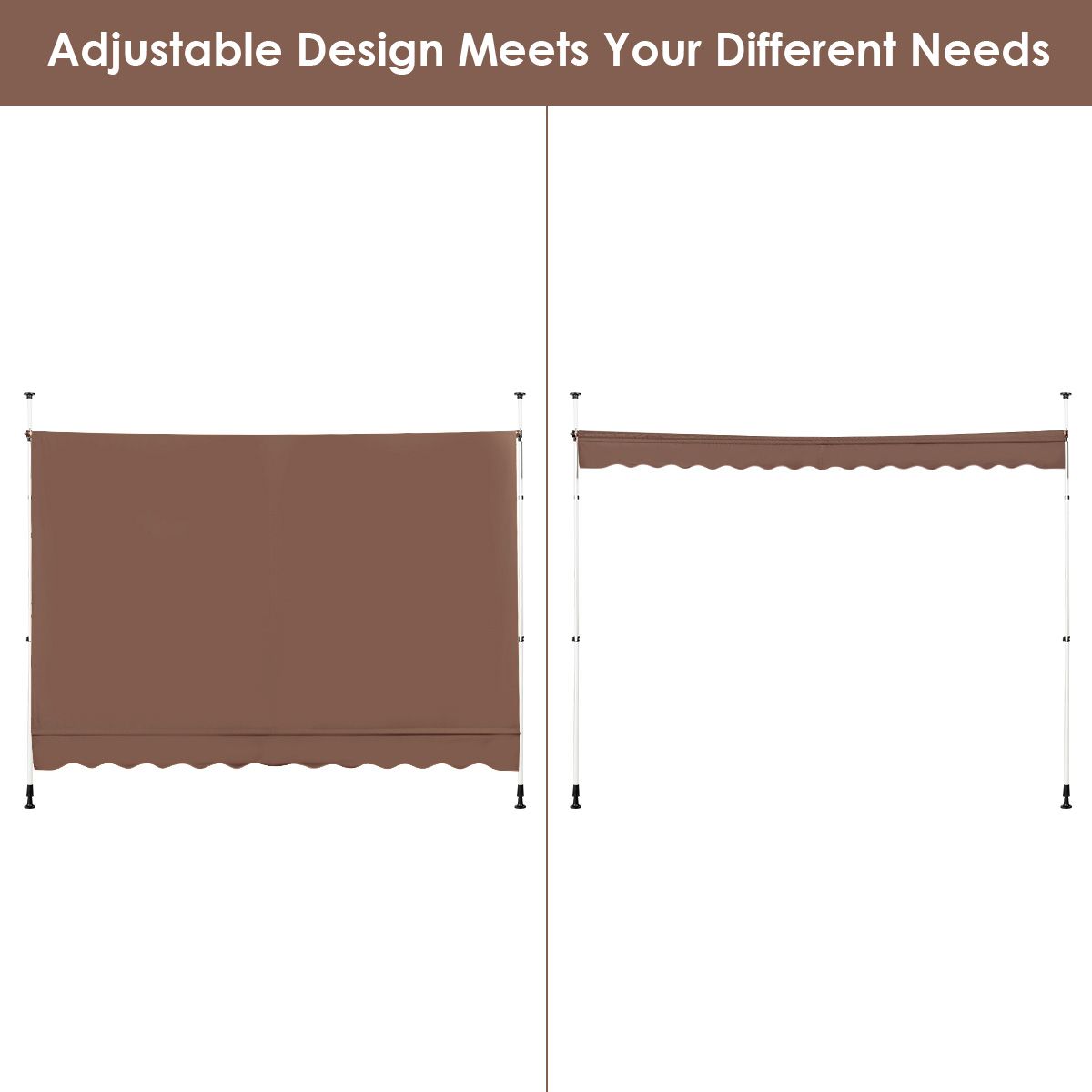 Store Coast 300x120 cm Hauteur réglable Marron - Store extensible pour balcon, terrasse ou fenêtre