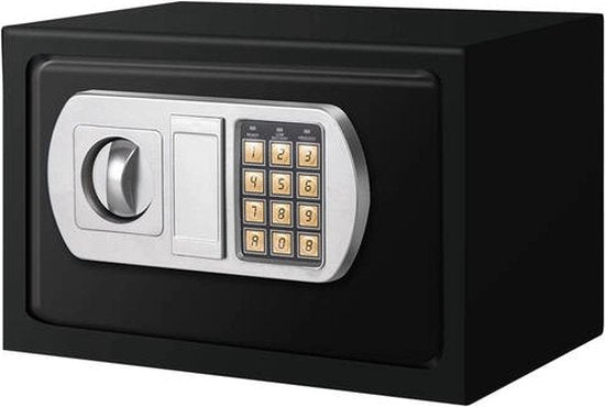BRASQ Coffre-fort électrique noir - 31x20x20 cm - Serrure à chiffres - Matériel de fixation inclus - Tirelire - coffre-fort à argent - Tirelire avec serrure à combinaison