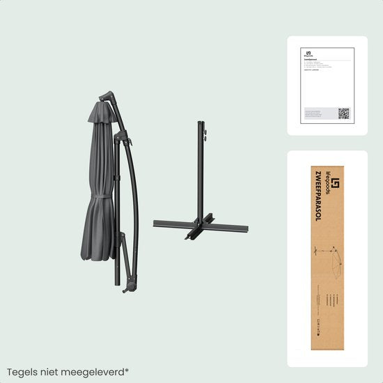 LifeGoods Parasol flottant - Rond Ø300 cm - UPF 50+ et Imperméable - Gris foncé