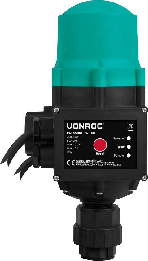 Pompe d'hydrophore VONROC - automatique - 800W - 3300l/h - Avec pressostat - Protection contre la marche à sec - Pour arroser et eau domestique - bleu