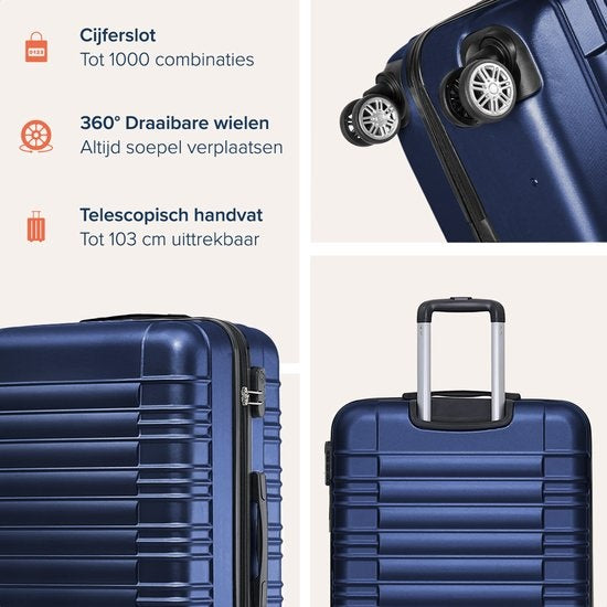 TRVLMORE Valise - Bagage à main - 54x36x20cm - 38L - Bleu foncé