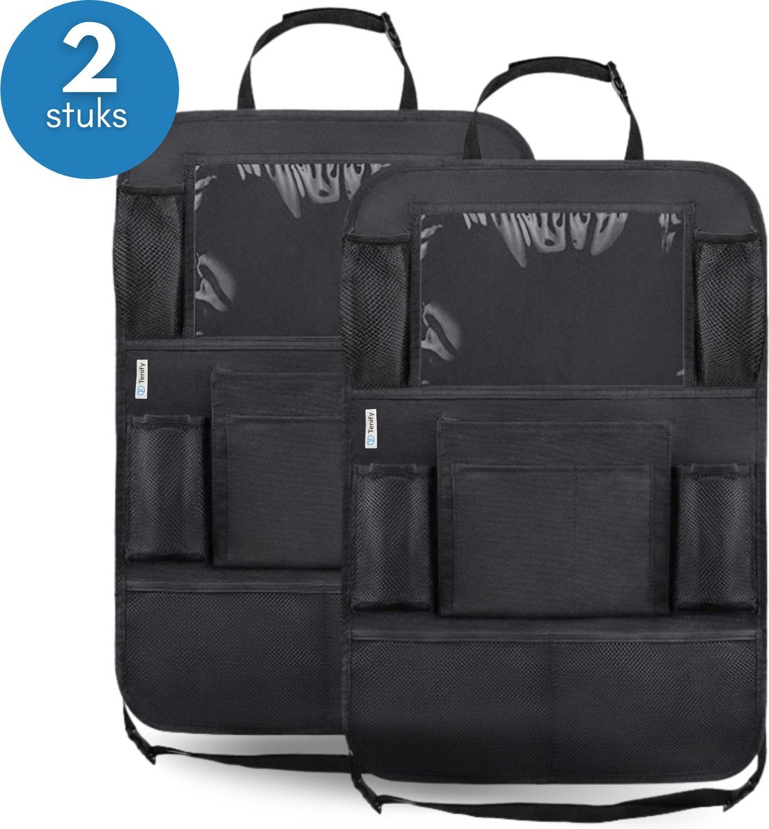 Premium Luxury & Sturdy Car Organiser with Tablet Holder - Set of 2 - Extra Storage - Protector - Car Seat - Accessories