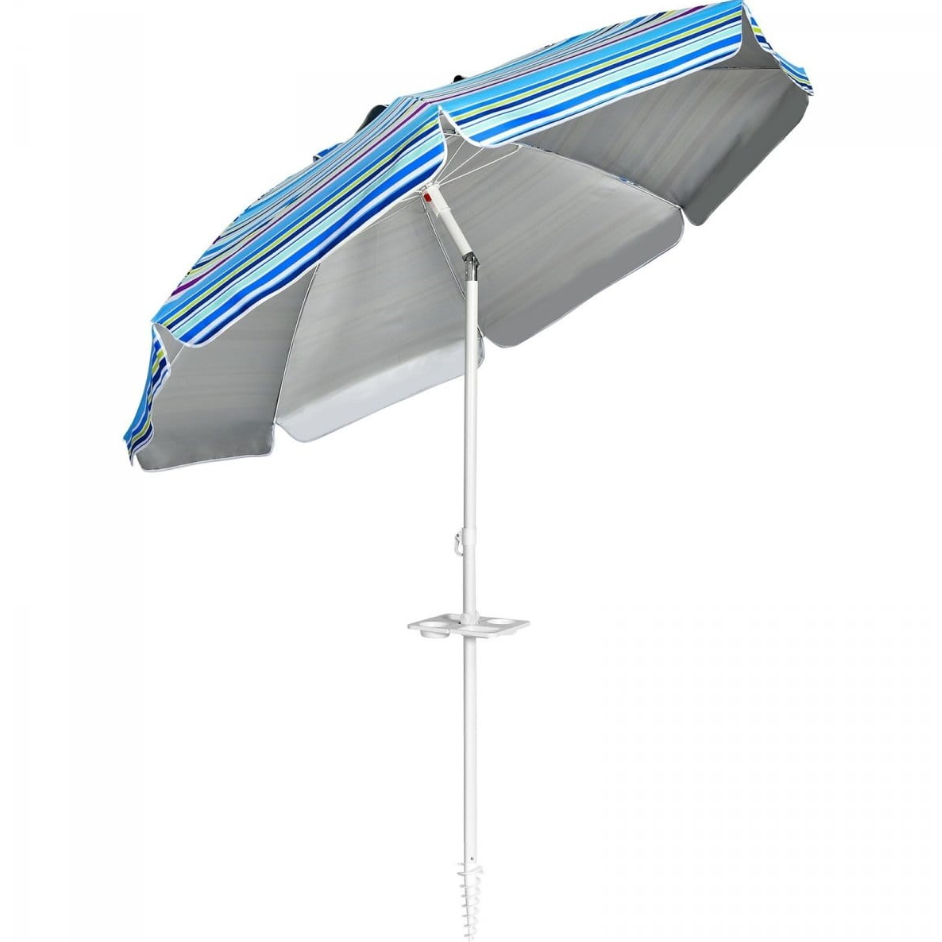 Parasol de plage réglable Coast - avec poignée - protection UPF 50+ - 200 x 220 cm - bleu