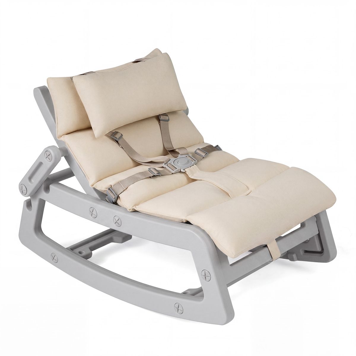 Fauteuil à bascule Coast 2-en-1 pour enfants - dossier réglable - coussin d'assise lavable - gris