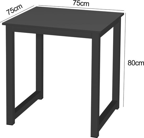 Table de cuisine - table de bureau - 75 cm x 75 cm - noir