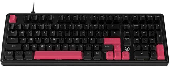 Clavier gaming mécanique filaire AJAZZ AK980 - Disposition à 98 % avec pavé numérique - Fixation par joint d'étanchéité - Remplacement à chaud - RGB - QWERTY américain - Commutateurs rouges - Noir/Rose
