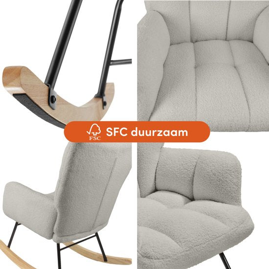 SITTT Fauteuil à bascule - Fauteuil de relaxation pour chambre de bébé - Fauteuil - Chaise d'allaitement - Gris clair