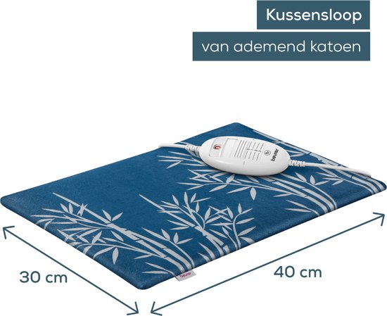 Coussin chauffant électrique Beurer HK 35 Cosy – 40 × 30 cm – 3 niveaux de chaleur – polaire douce – arrêt automatique – système de sécurité BSS – lavable en machine – garantie de 3 ans