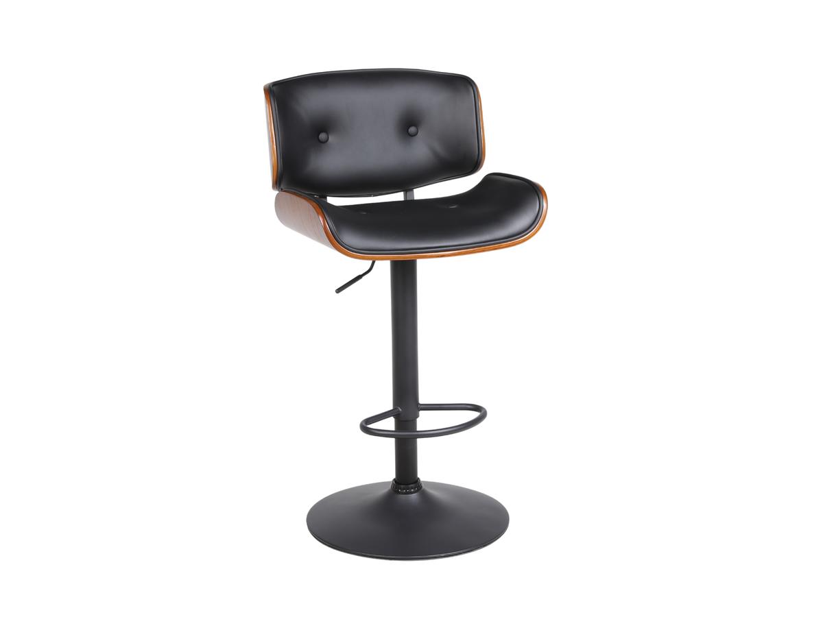 MM Tabouret de bar James - Réglable - Microfibre noire - Lot de deux