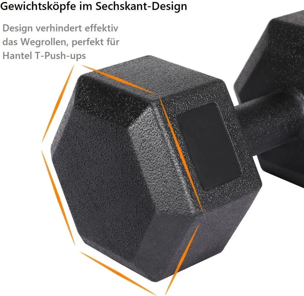 Ensemble d'haltères hexagonaux Yaheetech 2 x 4 kg - Noir - Haltères en PVC antidérapants pour la musculation