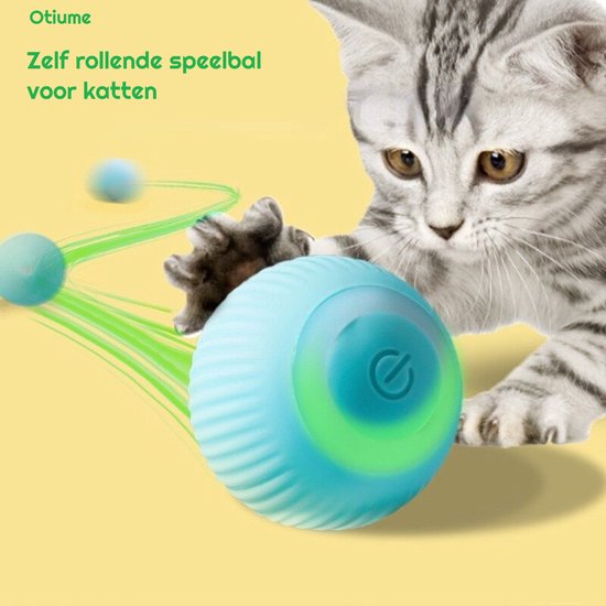 Otiume Jouet pour chat intelligent - balle roulante interactive pour chats - jouets pour chats - rechargeable par USB - Turquoise