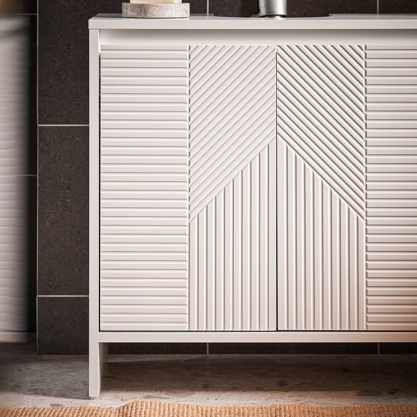 SoBuy BZR157-W Meuble sous évier Meuble de salle de bains Meuble bas Meuble de salle de bains - Blanc - 60 x 61 x 30 cm