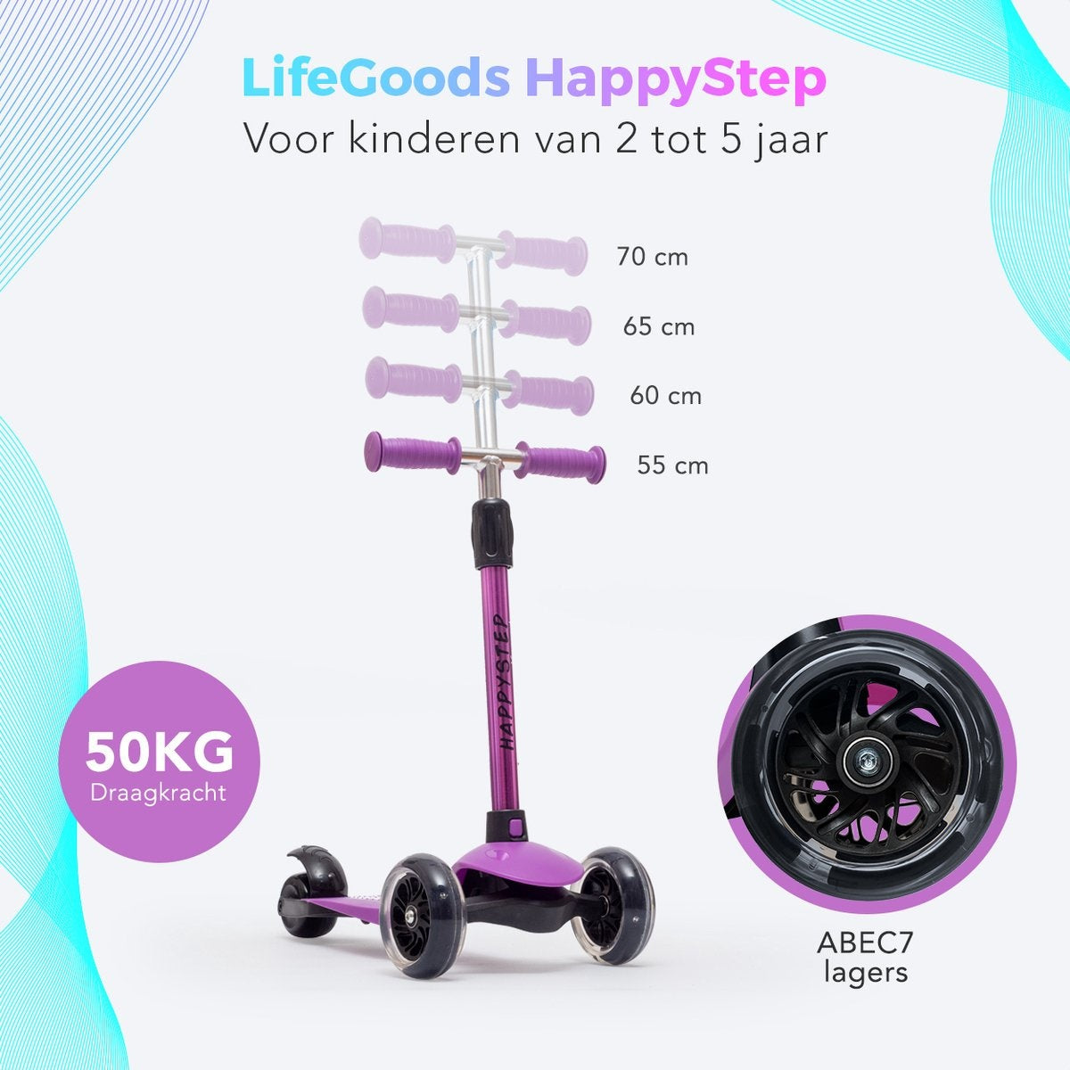 LifeGoods - Trotinette 3 à 5 ans - violet