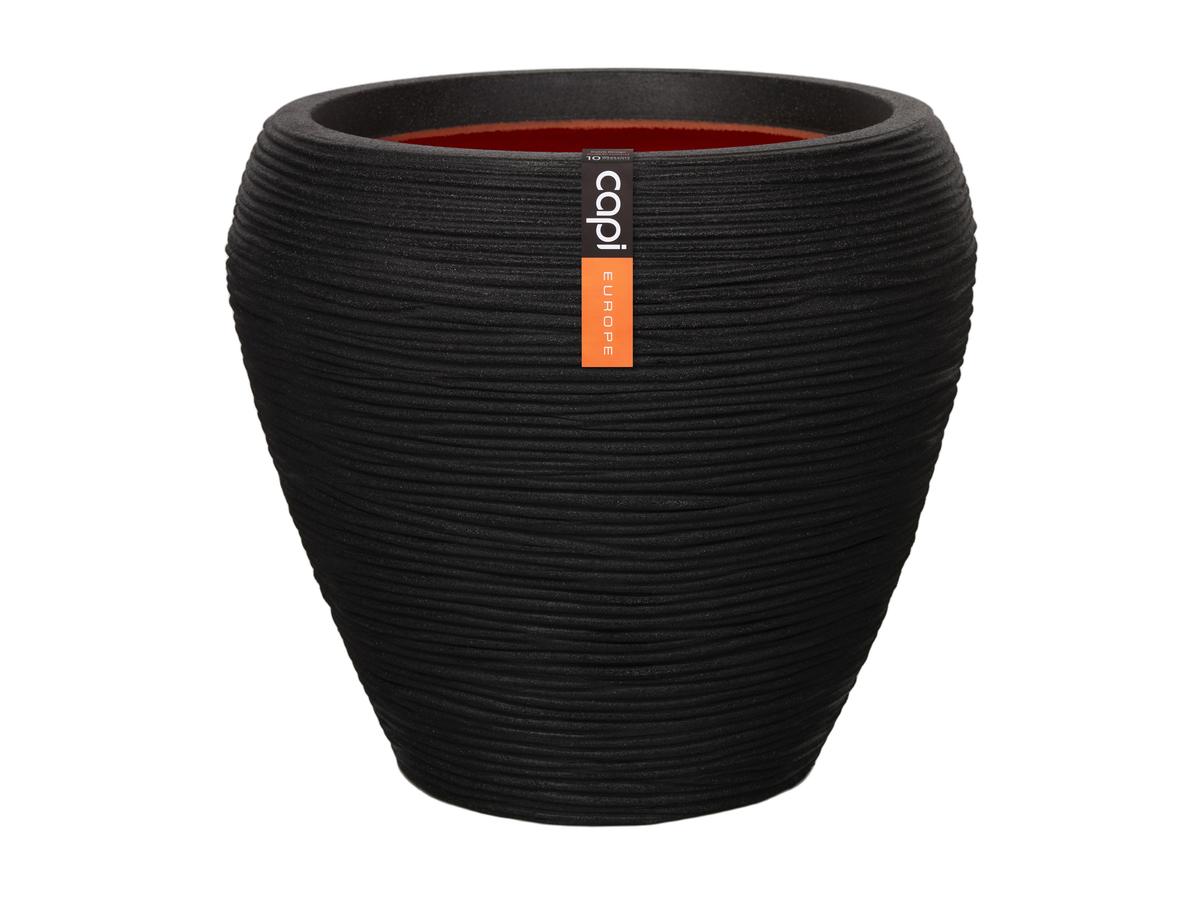Capi Europe Pot de fleurs Rib NL - Ronde Taper - 42 x 38 cm - Noir
