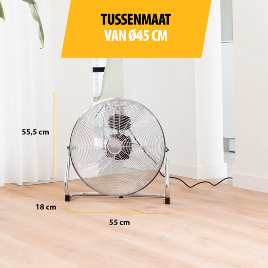 Ventilateur de sol en métal 45 cm - 3 niveaux - réglable à 130° - fort débit d'air - Tristar VE-5935