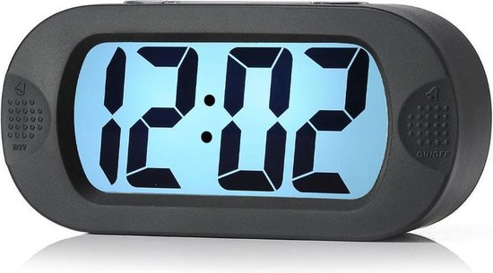 Réveil numérique JAP AP17 - Réveil robuste - Avec fonction snooze et éclairage - Coque de protection en caoutchouc - Noir