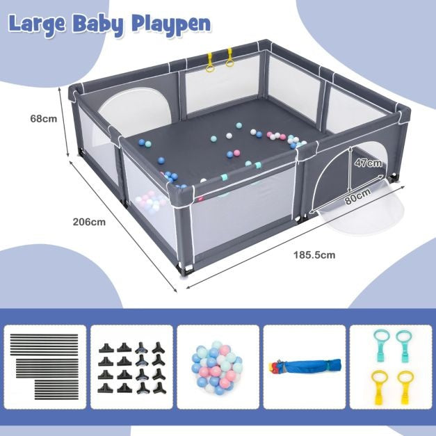 Parc pour bébé - Coast - Avec 50 balles de jeu zippé gris foncé