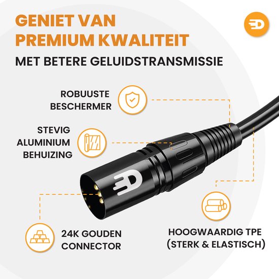 Câble XLR Drivv. Premium - Câble de microphone - Mâle vers femelle 3 broches - 1 mètre