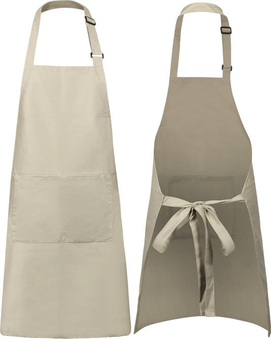Tablier de cuisine - Résistant à l'eau et à la saleté - Tablier de cuisine professionnel - Tablier pour femmes et hommes - Tablier de traiteur - Unisexe - Boucle réglable - Compartiments extra-larges - Couleur sable