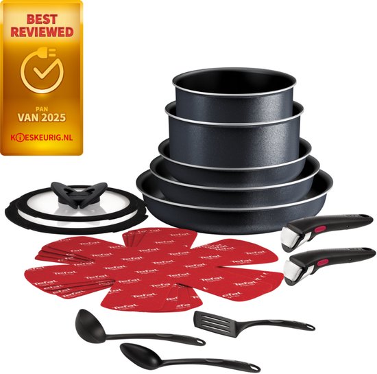 Tefal Ingenio So Light - Batterie de cuisine - 16 pièces - Induction - Empilable - Poignées amovibles - Peu encombrante