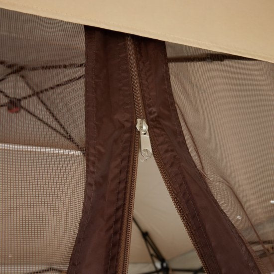Pavillon pliable Carabobo, Tectake®, Pavillon de jardin, 364x364x294cm, Marron