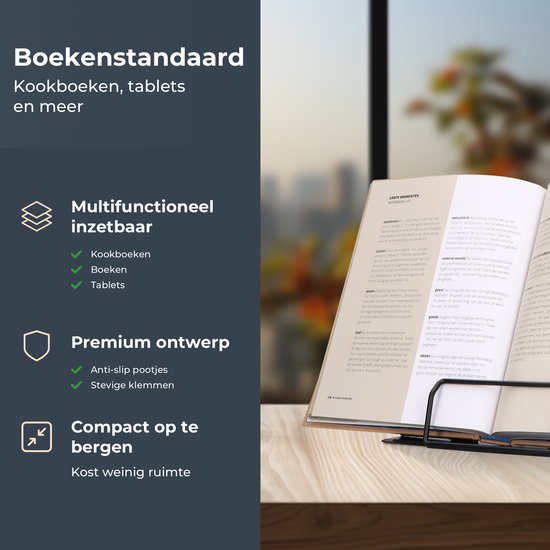 Castagnola Support de livres ajustable - Support de livres avec 6 supports - Support de livres en métal - Support antidérapant pour tablettes - Livres de cuisine et de lecture