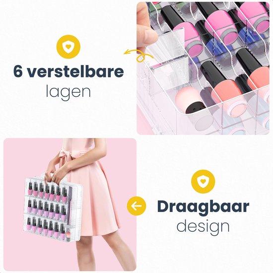 Vimora Trousse de vernis à ongles pour 48 pièces - Trousse - Vernis à ongles - Boîte de rangement - Beautycase - Styliste ongulaire - Maquillage - Organisateur - Pour les femmes