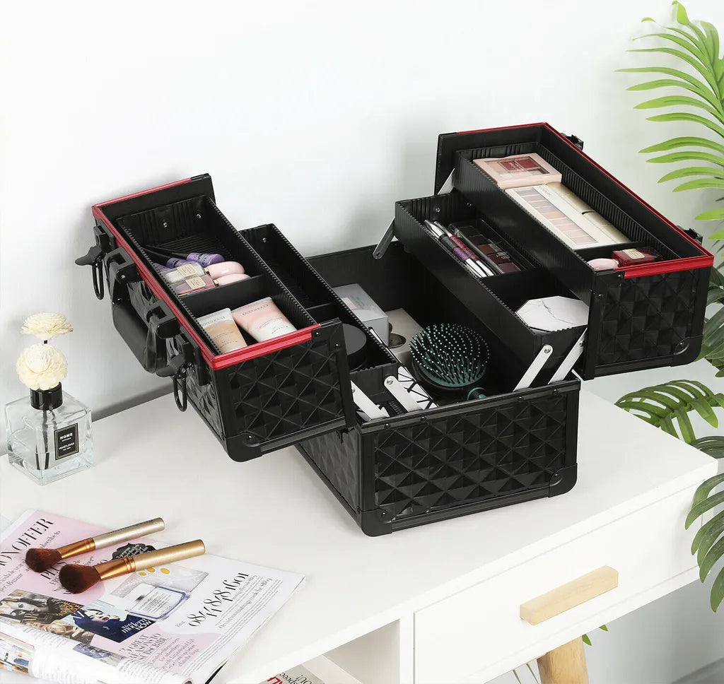 Yaheetech - 34,7 x 22,2 x 25 cm - Réglable - Compartiments de rangement - Verrouillable - Noir/Rouge