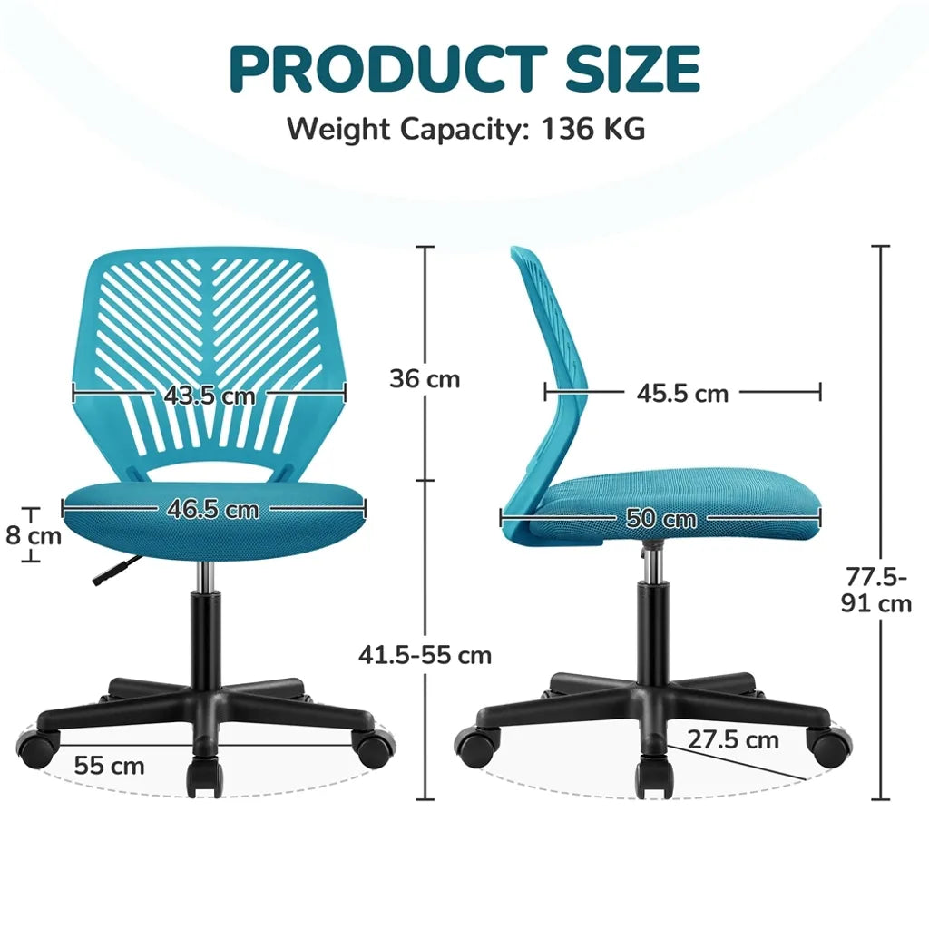 Yaheetech : chaise pivotante sans accoudoirs, turquoise