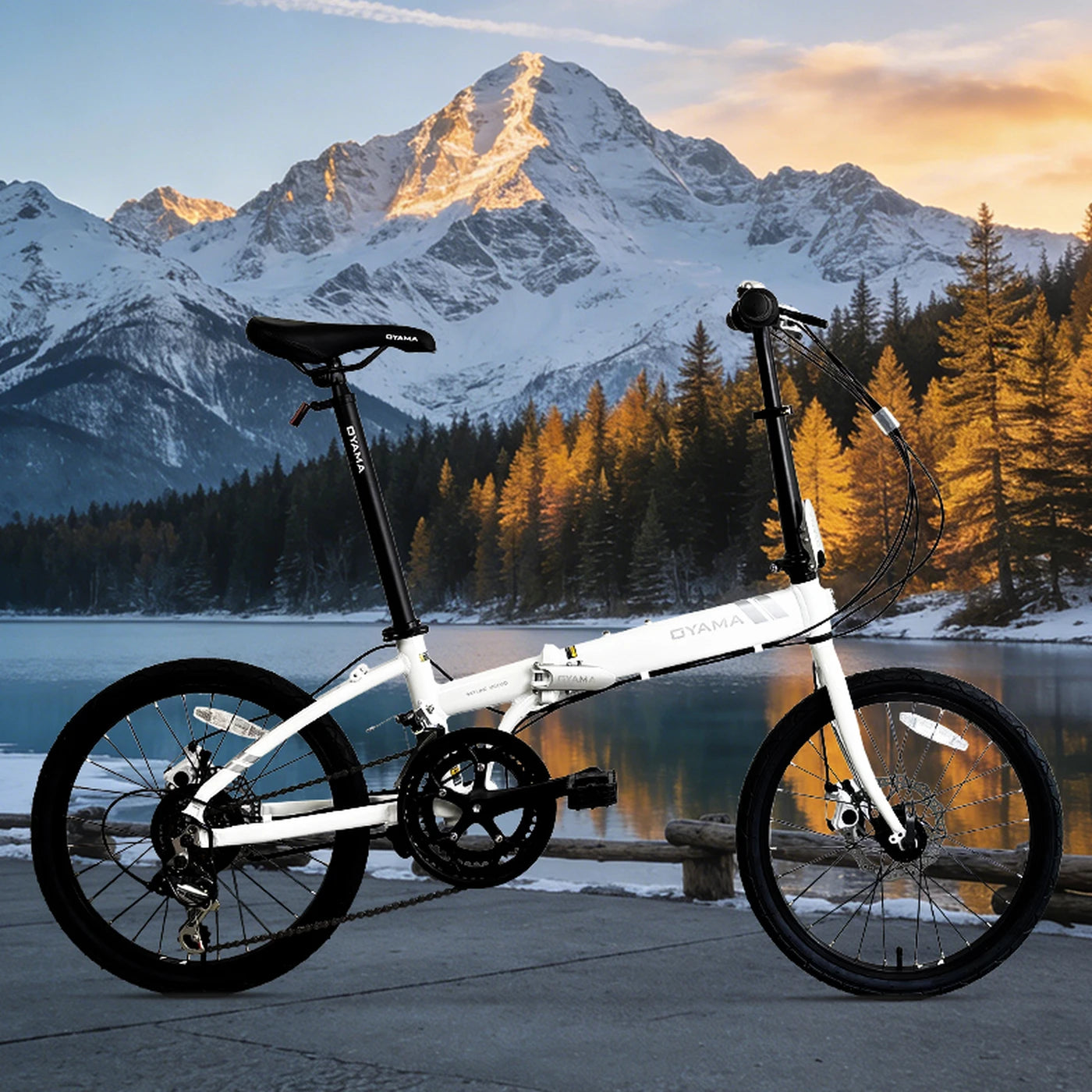 Vélo pliant OYAMA 500 20 pouces - Alliage d'aluminium - Blanc - Léger et compact