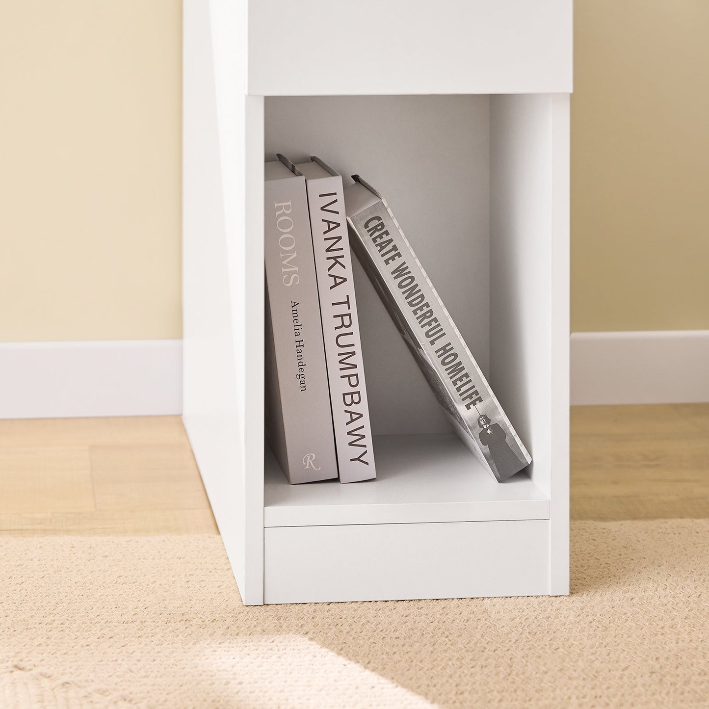 SoBuy FBT162-WN Table de chevet 20x60x65 cm Blanc avec 3 compartiments pour lit à ressorts et petites chambres