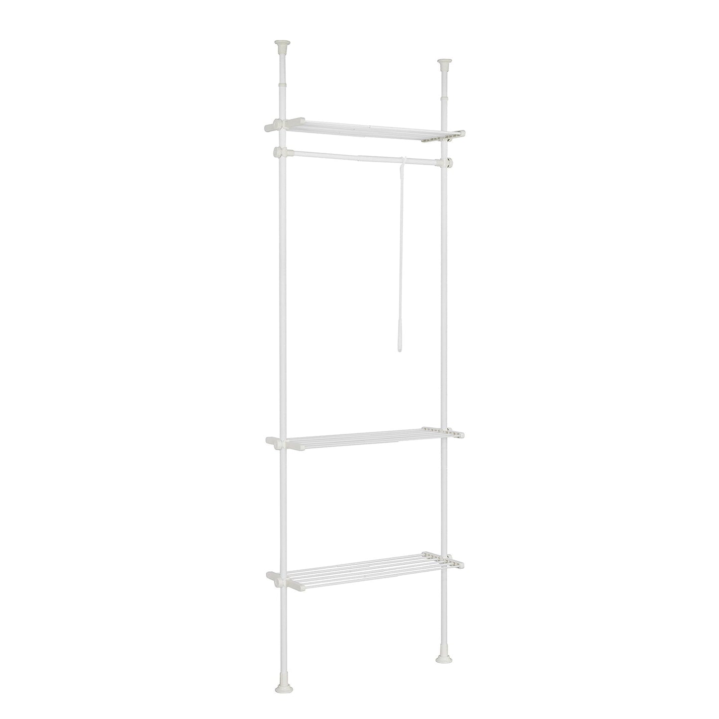 SoBuy Porte-vêtements - avec étagères de rangement - 80 x 27 x 300 cm - Blanc