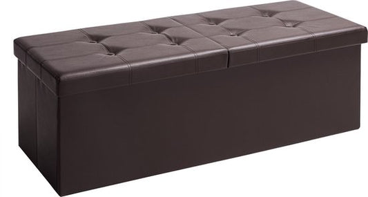 Banc Casaria avec rangement - 80x40x40cm 100L Faux cuir - Marron
