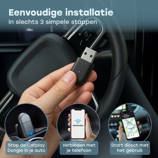Audyn CarPlay Dongle - USB & USB-C - Convient à Android Auto & Carplay - CarPlay Wireless - Car Dongle - Sans fil