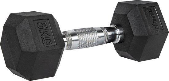 VirtuFit Hexa Dumbbell Pro - 5 kg - Hexagon Dumbbell - Durable et résistant - Entraînement musculaire - Poids - CrossFit & Fitness - Convient aux débutants et aux professionnels - Vendu à l'unité