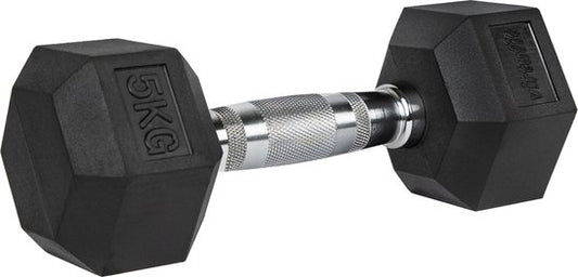 VirtuFit Hexa Dumbbell Pro - 5 kg - Hexagon Dumbbell - Durable et résistant - Entraînement musculaire - Poids - CrossFit & Fitness - Convient aux débutants et aux professionnels - Vendu à l'unité
