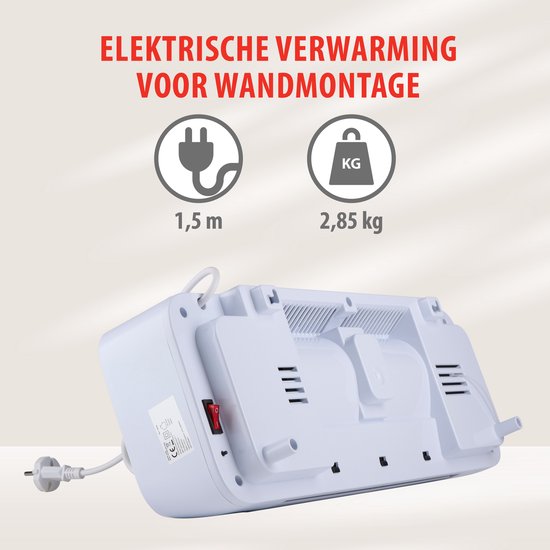 alpina Chauffage électrique et ventilateur - Chauffe-ventilateur avec Wifi - Convecteur mural 2000W - Ventilateur mural avec App Control - Thermostat réglable et fonction minuterie - Blanc